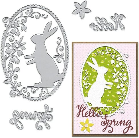 Easter Rabbit Background Metal Cutting Dies for Card Making, Happy Easter Blessing Words Die Cuts Embossing Stencil Template Tool for Easter DIY Scrapbooking Paper Card Photo Album Craft Decoration in Saudi Arabia