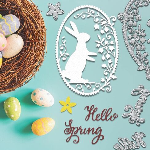Easter Rabbit Background Metal Cutting Dies for Card Making, Happy Easter Blessing Words Die Cuts Embossing Stencil Template Tool for Easter DIY Scrapbooking Paper Card Photo Album Craft Decoration in Saudi Arabia