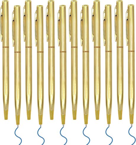 12 قطعة من أقلام الحبر الأزرق الذهبية الرفيعة 1 ملم أقلام ذهبية للوازم المكتبية في حفلات الزفاف (نمط قديم) in Kuwait