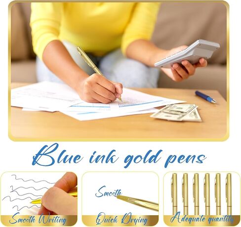 12 قطعة من أقلام الحبر الأزرق الذهبية الرفيعة 1 ملم أقلام ذهبية للوازم المكتبية في حفلات الزفاف (نمط قديم) in Kuwait