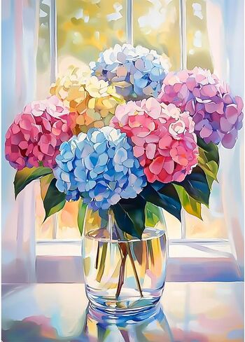 CEOVR Hydrangea Diamond Painting Kits, Hydrangea in Glass Diamond Art Dots for Adults Beginners, 5D Full Drill DIY Gem Art Crystal Rhinestone, Adult Crafts Kits Wall Decor for Home Office 12x16in in Saudi Arabia