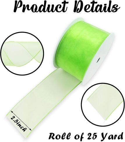 Baby Pink Organza Ribbon Spring Easter Wired Ribbon for Wreath Bows Crafts Gift Wrapping Pink Chiffon Ribbon for Home Birthday Party Wedding Easter Decorations 2.5" X 25 Yard in Kuwait