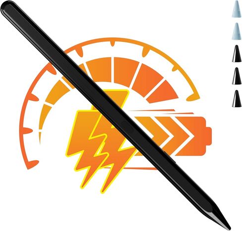 قلم ستايلس لجهاز iPad، قلم iPad لشحن 10 دقائق، عمر بطارية 20 ساعة قلم Apple iPad، قلم Apple الجيل الأول/الثاني، iPencil 9th&10، رفض راحة اليد، حساسية الإمالة، لجهاز iPad 2018-2023 (أسود) in Kuwait