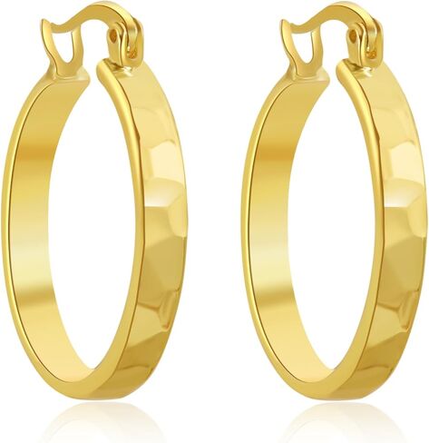 ToHeart 14k Gold Plated Twisted Hoop Earrings for Womens Lightweight Hypoallergenic Small Gold Hoop Earrings, Silver, No Gemstone in Saudi Arabia