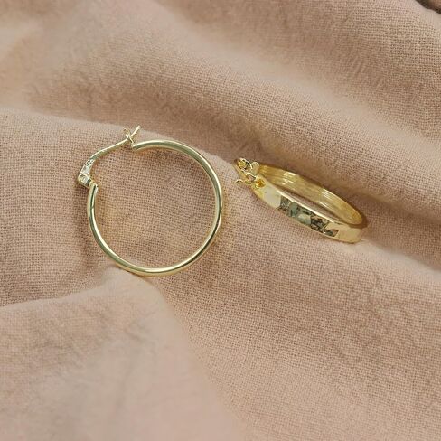 ToHeart 14k Gold Plated Twisted Hoop Earrings for Womens Lightweight Hypoallergenic Small Gold Hoop Earrings, Silver, No Gemstone in Saudi Arabia