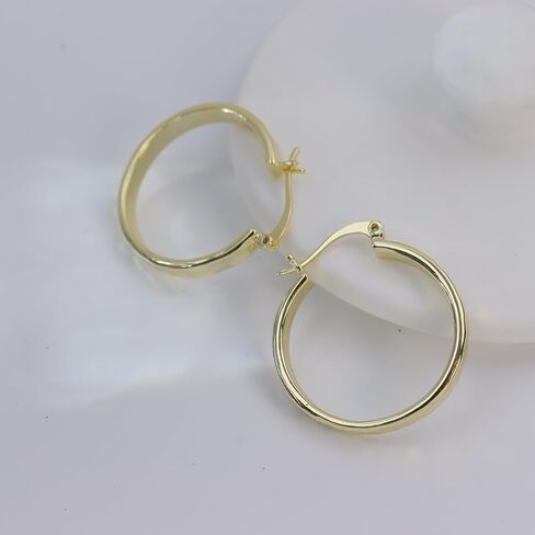 ToHeart 14k Gold Plated Twisted Hoop Earrings for Womens Lightweight Hypoallergenic Small Gold Hoop Earrings, Silver, No Gemstone in Saudi Arabia