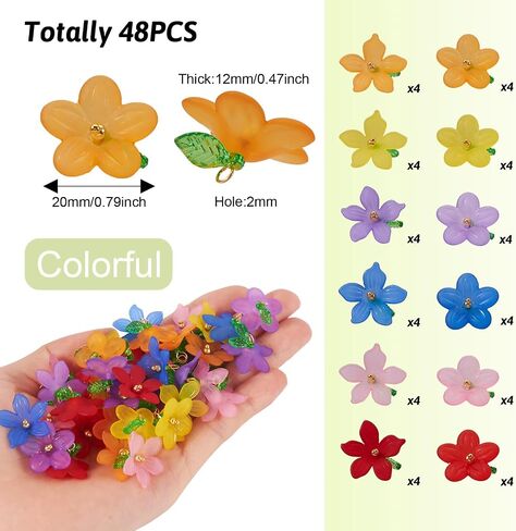 FASHEWELRY Glass Flower Charms Green Leaf Flower Dangle Earring Charms Trumpet Lily Bell Floral Pendants Colorful Crystal Flower Beads Charms for DIY Crafts Necklace Earring Jewelry Making in Saudi Arabia