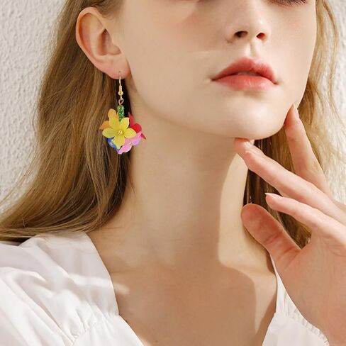 FASHEWELRY Glass Flower Charms Green Leaf Flower Dangle Earring Charms Trumpet Lily Bell Floral Pendants Colorful Crystal Flower Beads Charms for DIY Crafts Necklace Earring Jewelry Making in Saudi Arabia