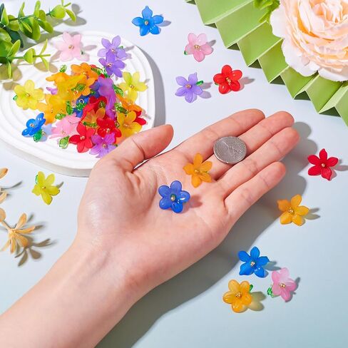 FASHEWELRY Glass Flower Charms Green Leaf Flower Dangle Earring Charms Trumpet Lily Bell Floral Pendants Colorful Crystal Flower Beads Charms for DIY Crafts Necklace Earring Jewelry Making in Saudi Arabia