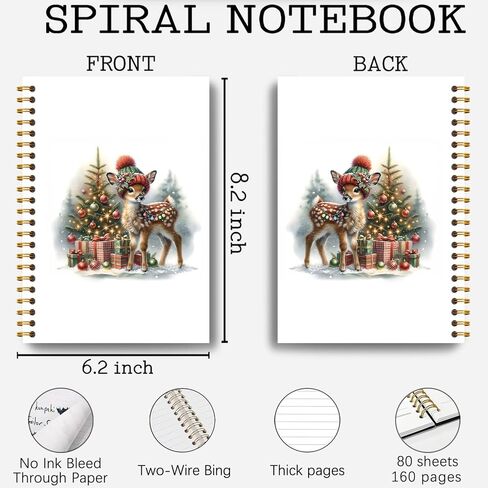 دفتر ملاحظات الرنة لشجرة عيد الميلاد، مجلة عيد الميلاد، هدايا الغزلان، هدايا مكتب عيد الميلاد لزملاء العمل، دفتر تكوين عيد الميلاد، لوازم مكتب عيد الميلاد، دفتر حلزوني 5.5x8.3 بوصة in Kuwait