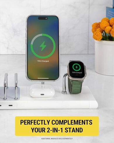 Scosche BL2MDPWT-AP BaseLynx™ 2.0 Vert, 60W USB-C Vertical Charging Station for Multiple Devices, Charger Organizer w/ 3 PD Fast Charge Ports, Modular System Compatible with Apple iPhone & iPad, White in Kuwait