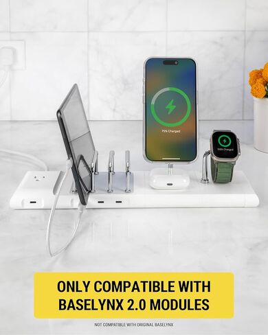 Scosche BL2MDPWT-AP BaseLynx™ 2.0 Vert, 60W USB-C Vertical Charging Station for Multiple Devices, Charger Organizer w/ 3 PD Fast Charge Ports, Modular System Compatible with Apple iPhone & iPad, White in Kuwait