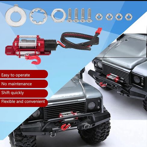 POCREATION Rc ونش معدني، Rc ونش 7.2-8V 1/10 مقياس Rc نموذج مركبة زاحفة سيارة ملحق ونش معدني، Rc ونش مع جهاز تحكم عن بعد in Saudi Arabia