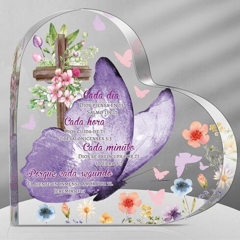 Shellwei Spanish Christian Acrylic Gift for Women Religious Inspirational Gift with Bible Verse Desk Decor Bible Verse Prayer Gift for Women Christmas Birthday Scripture Gift (Cute) in Saudi Arabia