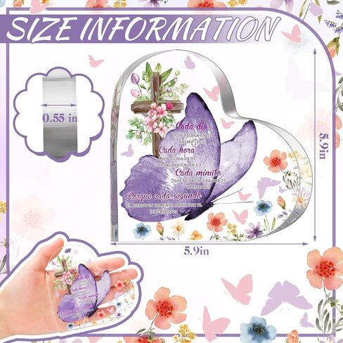 Shellwei Spanish Christian Acrylic Gift for Women Religious Inspirational Gift with Bible Verse Desk Decor Bible Verse Prayer Gift for Women Christmas Birthday Scripture Gift (Cute) in Saudi Arabia