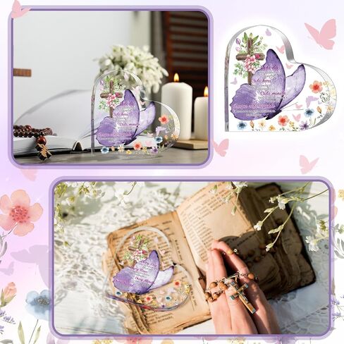 Shellwei Spanish Christian Acrylic Gift for Women Religious Inspirational Gift with Bible Verse Desk Decor Bible Verse Prayer Gift for Women Christmas Birthday Scripture Gift (Cute) in Saudi Arabia