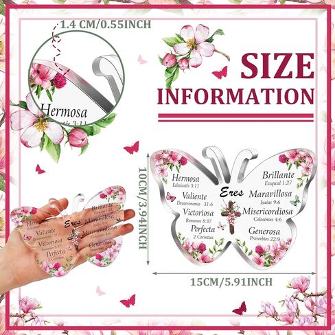 Shellwei Spanish Christian Acrylic Gift for Women Religious Inspirational Gift with Bible Verse Desk Decor Bible Verse Prayer Gift for Women Christmas Birthday Scripture Gift (Cute) in Saudi Arabia