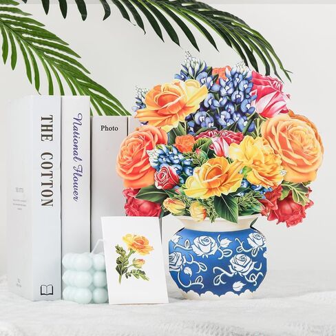 Pop Up Cards,Yellow Orange Roses,12 Inch Forever Flower Bouquet 3D Popup Greeting Cards With Blank Note Card and Envelope,Perfect For Birthday, Christmas, Thanksgiving Day,Mother's Day Gifts in Saudi Arabia