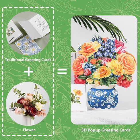 Pop Up Cards,Yellow Orange Roses,12 Inch Forever Flower Bouquet 3D Popup Greeting Cards With Blank Note Card and Envelope,Perfect For Birthday, Christmas, Thanksgiving Day,Mother's Day Gifts in Saudi Arabia