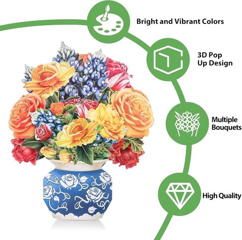 Pop Up Cards,Yellow Orange Roses,12 Inch Forever Flower Bouquet 3D Popup Greeting Cards With Blank Note Card and Envelope,Perfect For Birthday, Christmas, Thanksgiving Day,Mother's Day Gifts in Saudi Arabia