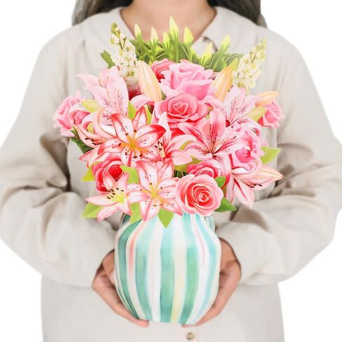 Pop Up Cards,Yellow Orange Roses,12 Inch Forever Flower Bouquet 3D Popup Greeting Cards With Blank Note Card and Envelope,Perfect For Birthday, Christmas, Thanksgiving Day,Mother's Day Gifts in Saudi Arabia