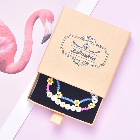 LParkin Big Sister Bracelet Set - 2PCS Big Sister Bracelets for Girls, Stretch Beads Big Sister Gift for Toddler, Pink and Blue in Kuwait