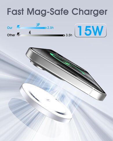 for Apple Mag-Safe Charger 2 Pack, Magnetic Wireless Charger, Silver | Made for iPhone 17/17 Pro/17 Pro Max/Air/16 15 14 13 12 Pro Max Plus mini, Charging Pad for Airpods Pro 3 2,Strong Magnet in Saudi Arabia