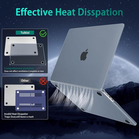 حافظة Tuiklol لجهاز MacBook Air 15 بوصة 2024 2023 إصدار M3 A3114 M2 A2941 حافظات صلبة من البلاستيك الناعم المتين لغطاء لوحة المفاتيح ومقبس الغبار مع غطاء MacBook Air 15.3 بوصة، أزرق ضبابي in Saudi Arabia