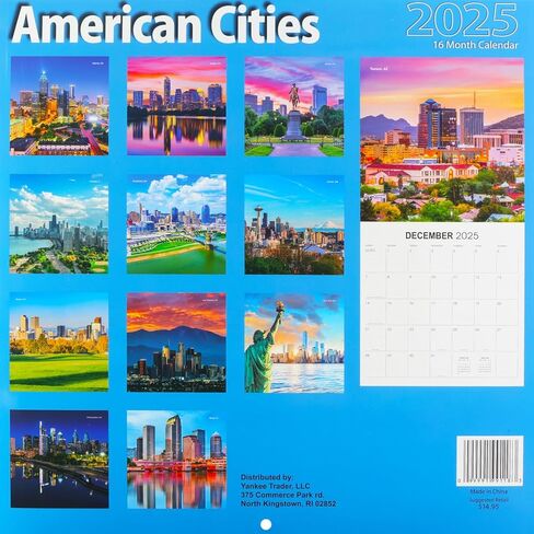 تقويم المدن الأمريكية 2025 - حزمة تقويم حائط فاخرة 2025 لمدن الولايات المتحدة من نيويورك إلى لوس أنجلوس مع أكثر من 100 ملصق تذكير بالتقويم (هدايا الولايات المتحدة الأمريكية، لوازم المكتب) in Kuwait