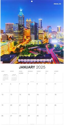 تقويم المدن الأمريكية 2025 - حزمة تقويم حائط فاخرة 2025 لمدن الولايات المتحدة من نيويورك إلى لوس أنجلوس مع أكثر من 100 ملصق تذكير بالتقويم (هدايا الولايات المتحدة الأمريكية، لوازم المكتب) in Kuwait