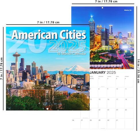 تقويم المدن الأمريكية 2025 - حزمة تقويم حائط فاخرة 2025 لمدن الولايات المتحدة من نيويورك إلى لوس أنجلوس مع أكثر من 100 ملصق تذكير بالتقويم (هدايا الولايات المتحدة الأمريكية، لوازم المكتب) in Kuwait