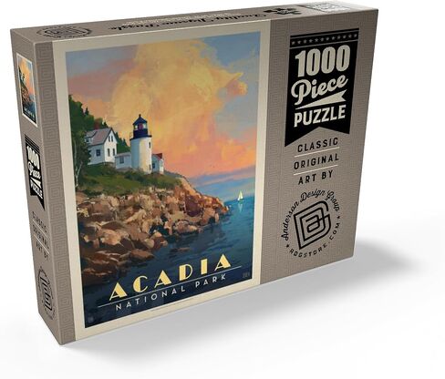 MyPuzzle Acadia National Park: Lighthouse, Vintage Poster - Premium 1000 Piece Jigsaw Puzzle for Adults in Saudi Arabia