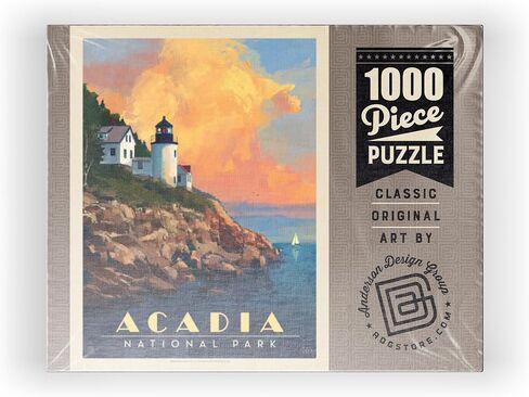 MyPuzzle Acadia National Park: Lighthouse, Vintage Poster - Premium 1000 Piece Jigsaw Puzzle for Adults in Saudi Arabia
