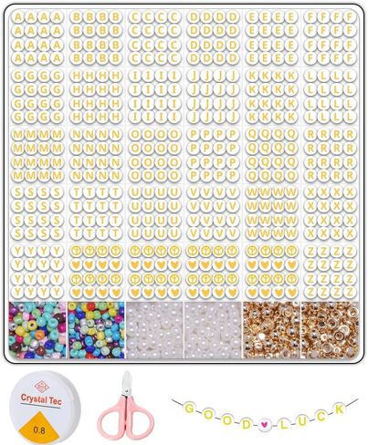 1800pcs Colorful Alphabet Letter Beads Kit with Gold Spacers & Crystal String - A-Z Charm Beads in 10 Vibrant Colors, Perfect for Personalized Friendship Bracelets & Jewelry Making…… in Kuwait