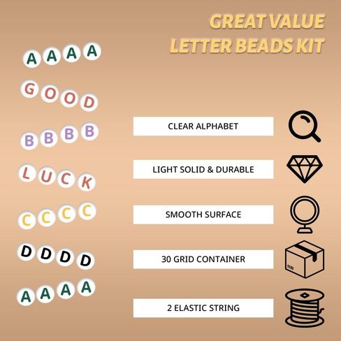 1800pcs Colorful Alphabet Letter Beads Kit with Gold Spacers & Crystal String - A-Z Charm Beads in 10 Vibrant Colors, Perfect for Personalized Friendship Bracelets & Jewelry Making…… in Kuwait