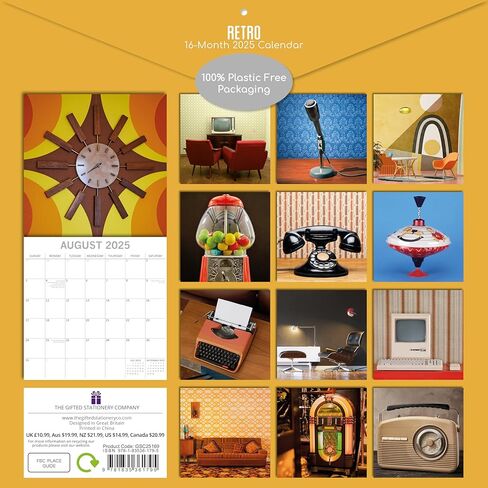 The Gifted Stationary 2025 Square Wall Calendar, Retro, 16-Month Lifestyles Theme Hanging Calendar with 180 Reminder Stickers, Month Planner for Creative Spaces, 12x12 In in Saudi Arabia