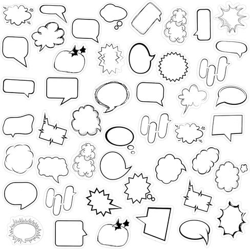 PAGOW 90 PCS Dialog Box Paper Stickers, Photo Album Sticker, Cute Bubble Sticky Labels, Shaped Comic Book Stickers for Scrapbook, Photocard, Diary, Clendar, DIY Crafts, Planners (Black, White) in Saudi Arabia