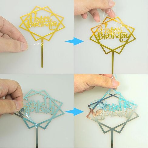 50 PCS Gold Happy Birthday Cake Topper Acrylic Birthday Cupcake Topper Pick for Birthday Party Cake Desserts Pastries Decorations (Gold) in Kuwait