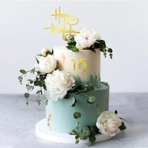 50 PCS Gold Happy Birthday Cake Topper Acrylic Birthday Cupcake Topper Pick for Birthday Party Cake Desserts Pastries Decorations (Gold) in Kuwait