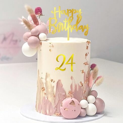 50 PCS Gold Happy Birthday Cake Topper Acrylic Birthday Cupcake Topper Pick for Birthday Party Cake Desserts Pastries Decorations (Gold) in Kuwait