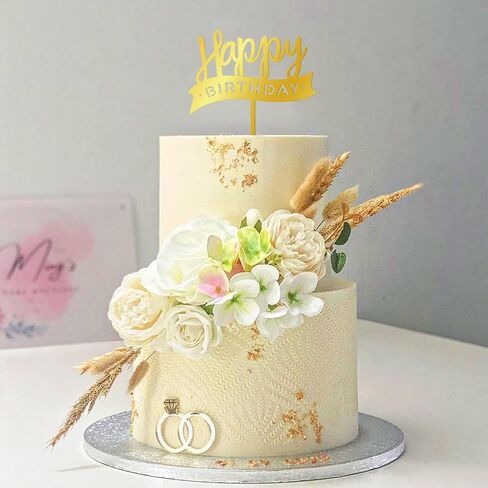 50 PCS Gold Happy Birthday Cake Topper Acrylic Birthday Cupcake Topper Pick for Birthday Party Cake Desserts Pastries Decorations (Gold) in Kuwait