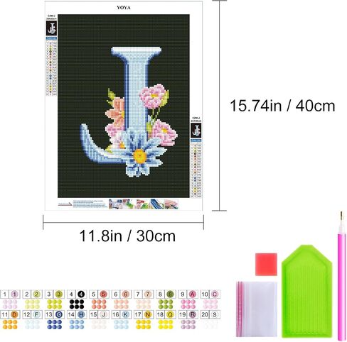 YOYA 5D Diamond Painting Letters with Flower, Diamond Art Kits for Adults Letters, DIY Full Drill Diamond Art Letters of The Alphabet, Diamond Painting Kits Letters for Home Wall Decor 12 x 16 Inch,A in Saudi Arabia