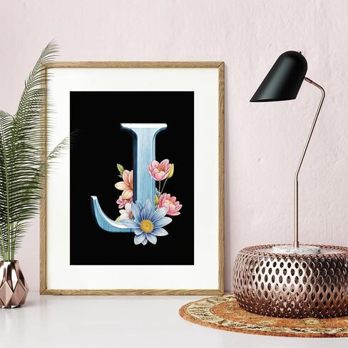 YOYA 5D Diamond Painting Letters with Flower, Diamond Art Kits for Adults Letters, DIY Full Drill Diamond Art Letters of The Alphabet, Diamond Painting Kits Letters for Home Wall Decor 12 x 16 Inch,A in Saudi Arabia