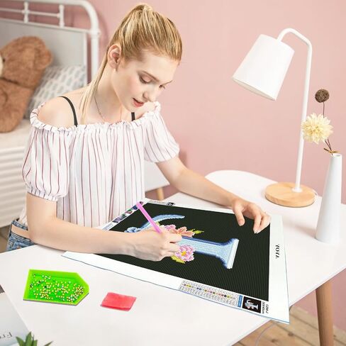YOYA 5D Diamond Painting Letters with Flower, Diamond Art Kits for Adults Letters, DIY Full Drill Diamond Art Letters of The Alphabet, Diamond Painting Kits Letters for Home Wall Decor 12 x 16 Inch,A in Saudi Arabia