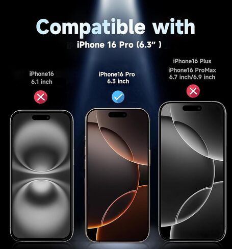 MAGIC JOHN 2 Pack for iPhone 16 (6.1) inch Tempered Glass Screen Protector, Auto Dust-Elimination, Bubble Free, Easy Installation, HD Clear in Kuwait
