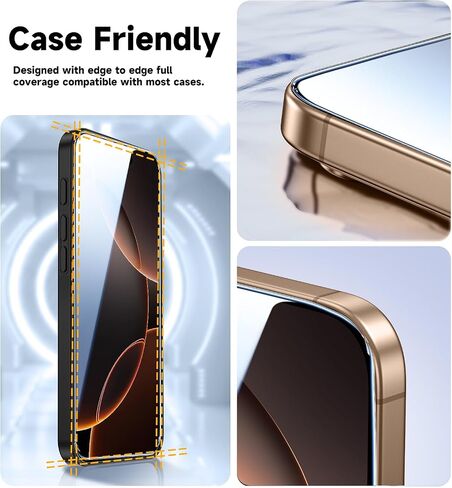MAGIC JOHN 2 Pack for iPhone 16 (6.1) inch Tempered Glass Screen Protector, Auto Dust-Elimination, Bubble Free, Easy Installation, HD Clear in Kuwait