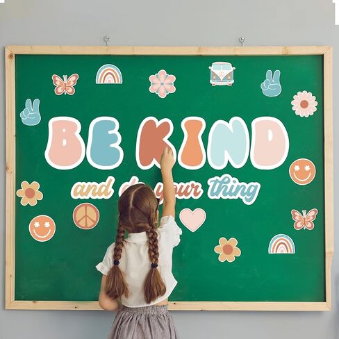 Hippie Be Kind And Do Your Thing Cutouts Classroom Bulletin Board Groovy Positive Sayings Accents Motivational Psychology Quote Cards Classroom Educational Decoration for School Home Office Wall Decor in Kuwait