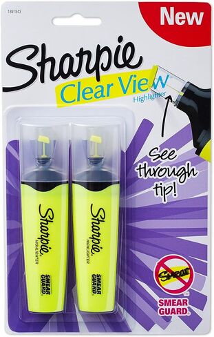 SHARPIE Clear View Chisel Tip Highlighters, Yellow (1897843) in Kuwait