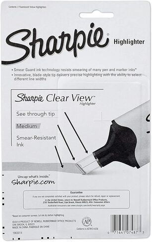 SHARPIE Clear View Chisel Tip Highlighters, Yellow (1897843) in Kuwait