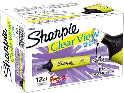 SHARPIE Clear View Chisel Tip Highlighters, Yellow (1897843) in Saudi Arabia